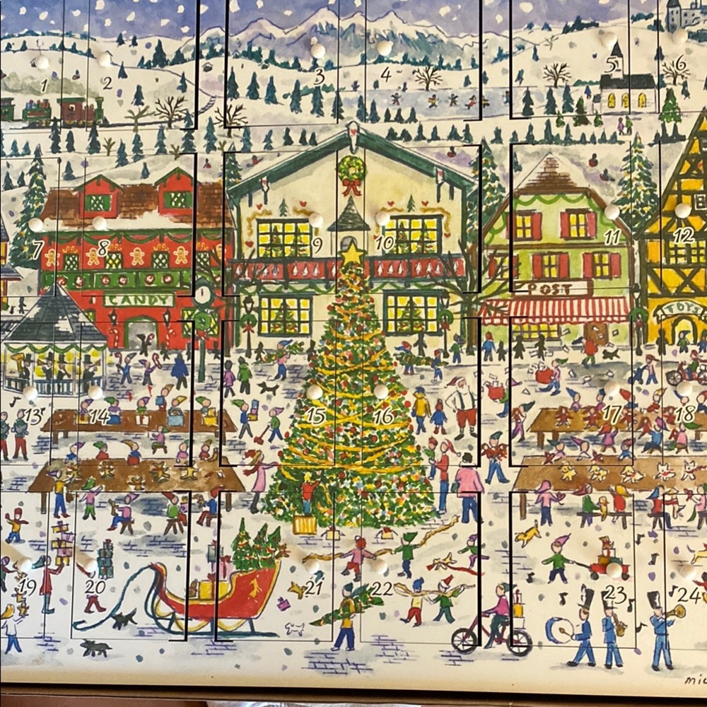 Wooden Advent Calendar - Festive Red - Picture 2 of 16